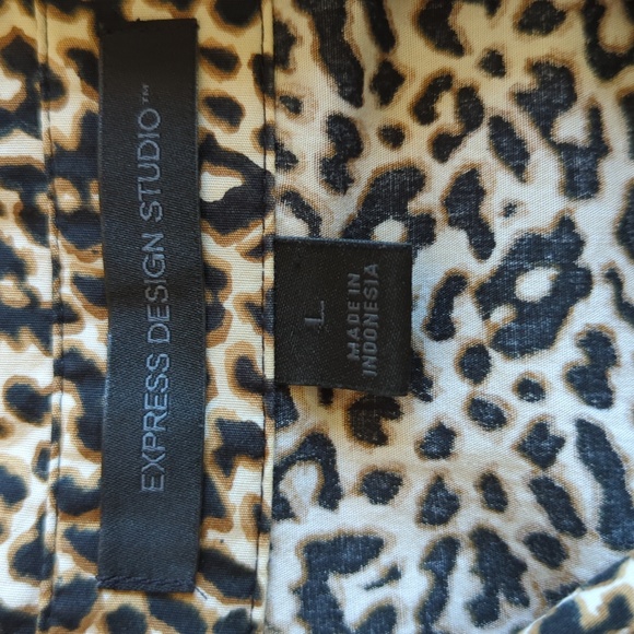 Express Design Studio Cheetah Print Wrap Blouse - Picture 7 of 7